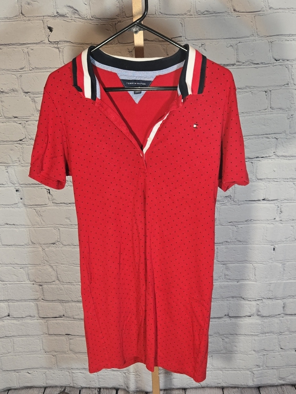 Tommy Hilfiger Red Polo Dress with Navy & White Trim